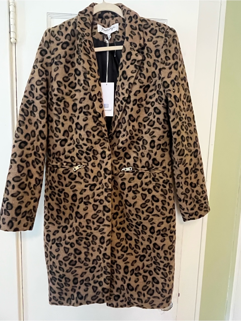 Kendall & Kylie Leopard Print Trench Coat in Brown & Black